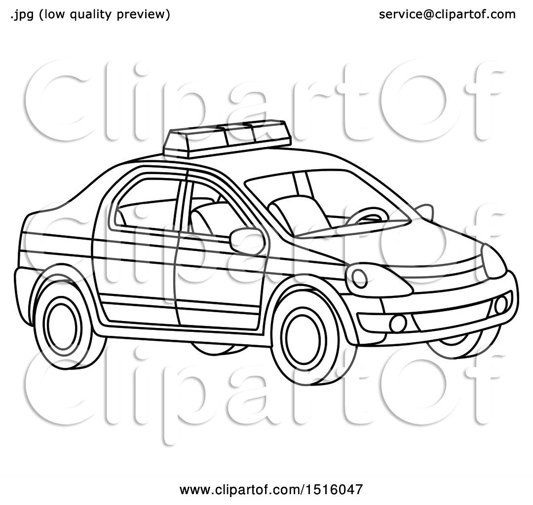 Clipart of a Black and White Police Car - Royalty Free Vector ...
