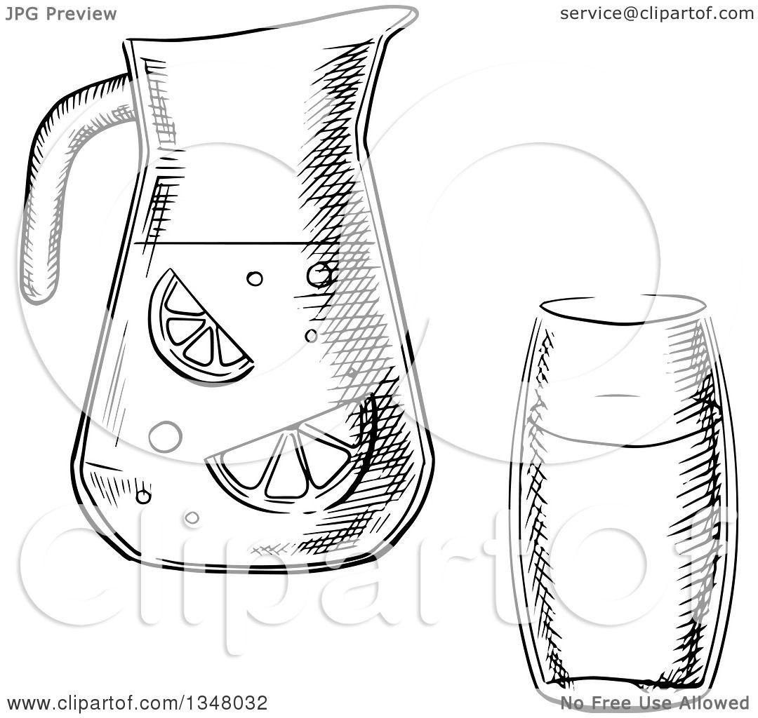 https://images.clipartof.com/Clipart-Of-A-Black-And-White-Sketched-Glass-And-Pitcher-Of-Lemonade-Royalty-Free-Vector-Illustration-10241348032.jpg