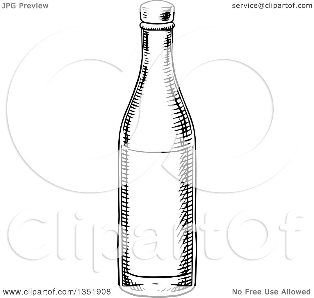 wine bottle clipart black and white