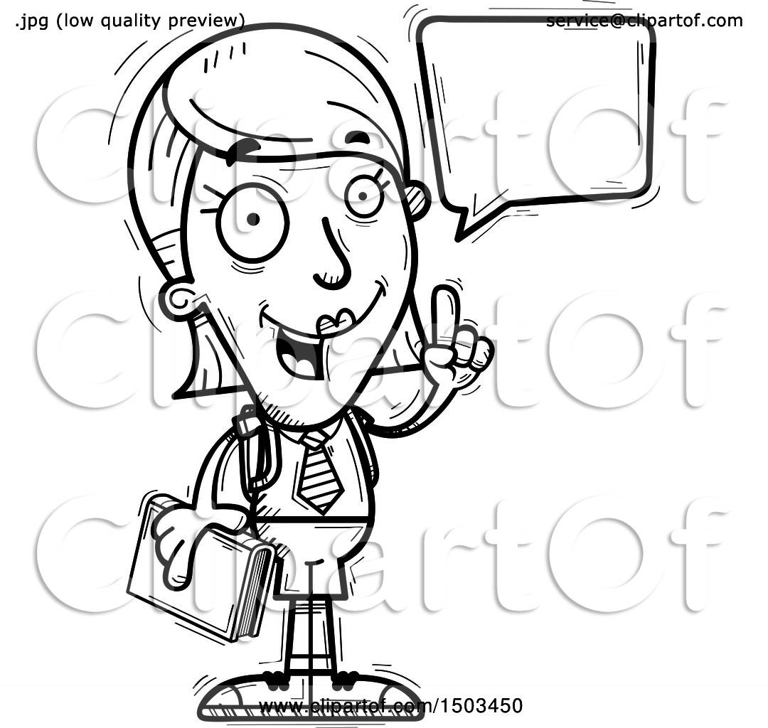Download Clipart of a Black and White Talking White Female College Student - Royalty Free Vector ...