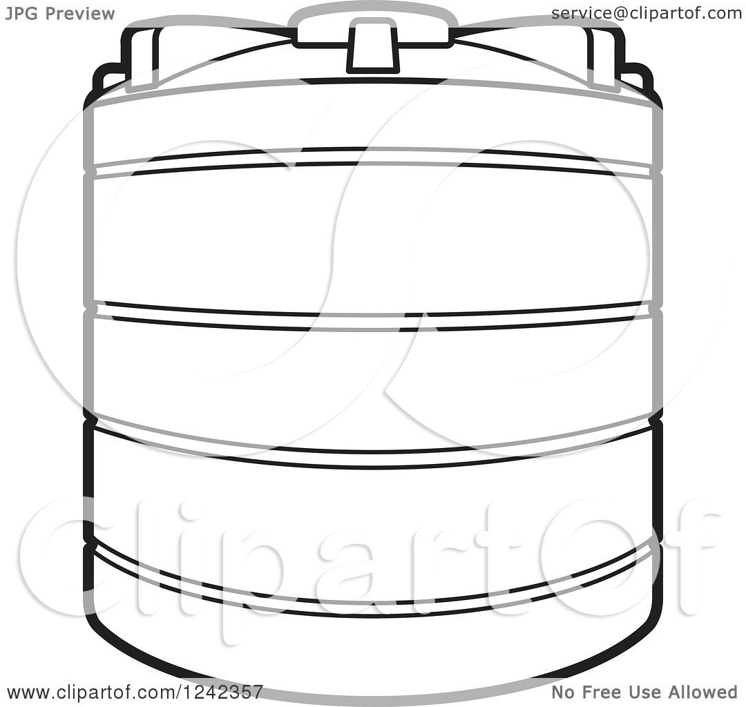 Clipart of a Black and White Water Holding Tank - Royalty Free Vector