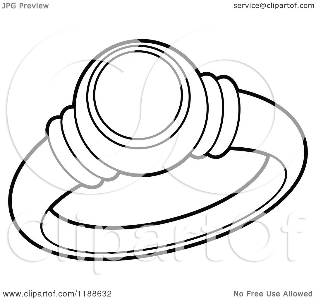 Clipart of a Black and White Wedding Ring Royalty Free