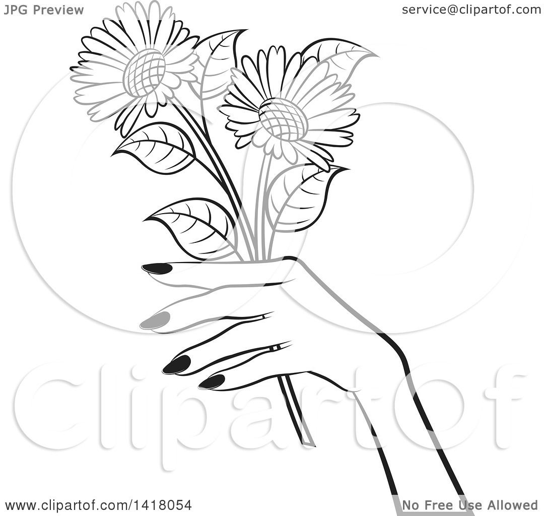clipart hand holding flower - photo #28