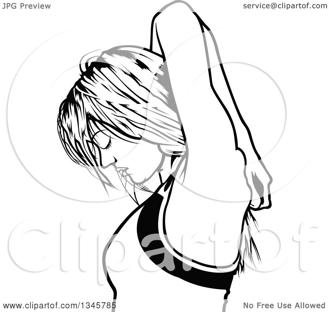 stretching clipart black and white