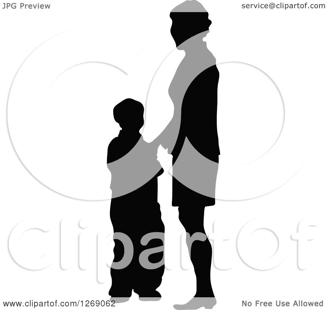Download Clipart of a Black Silhouette of a Mother Standing with ...