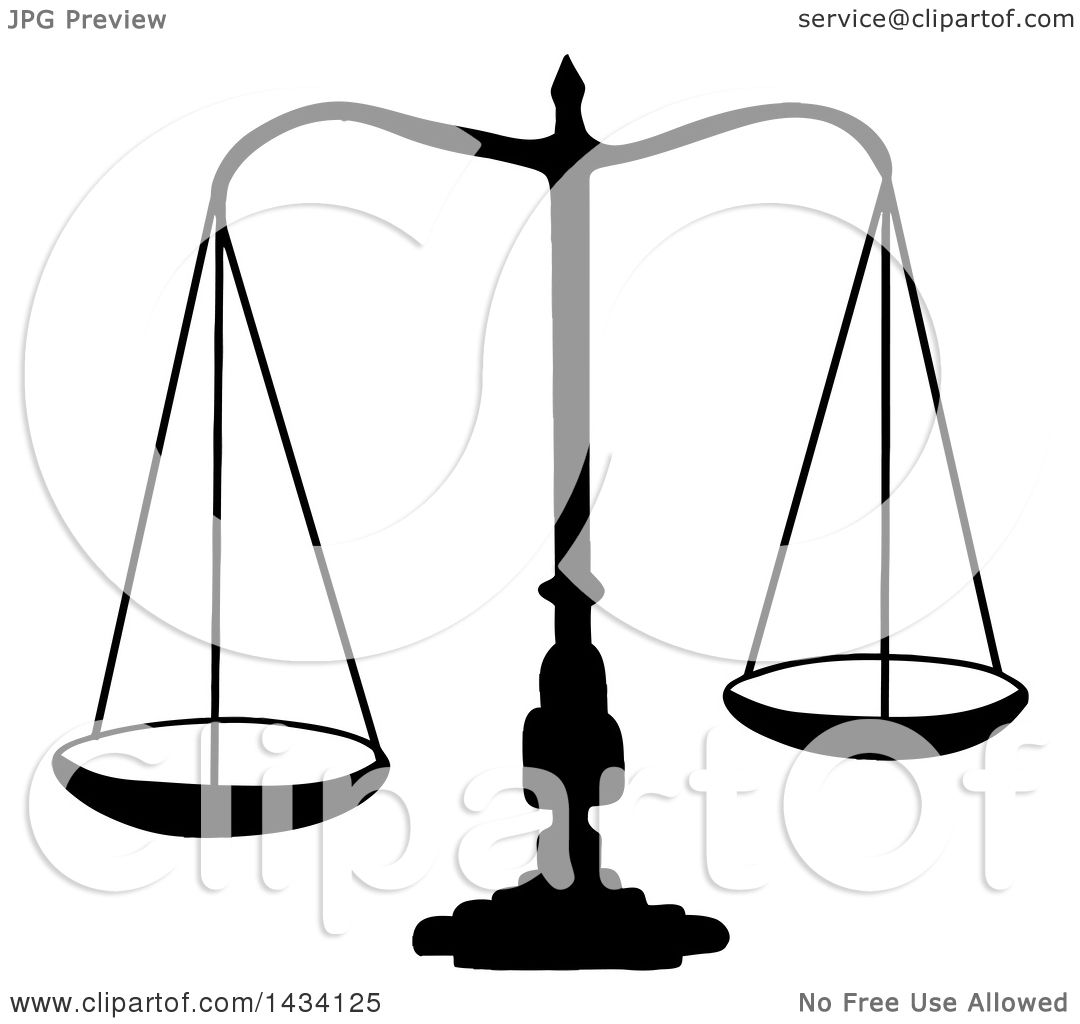 Clipart of a Black Silhouetted Scales of Justice Royalty