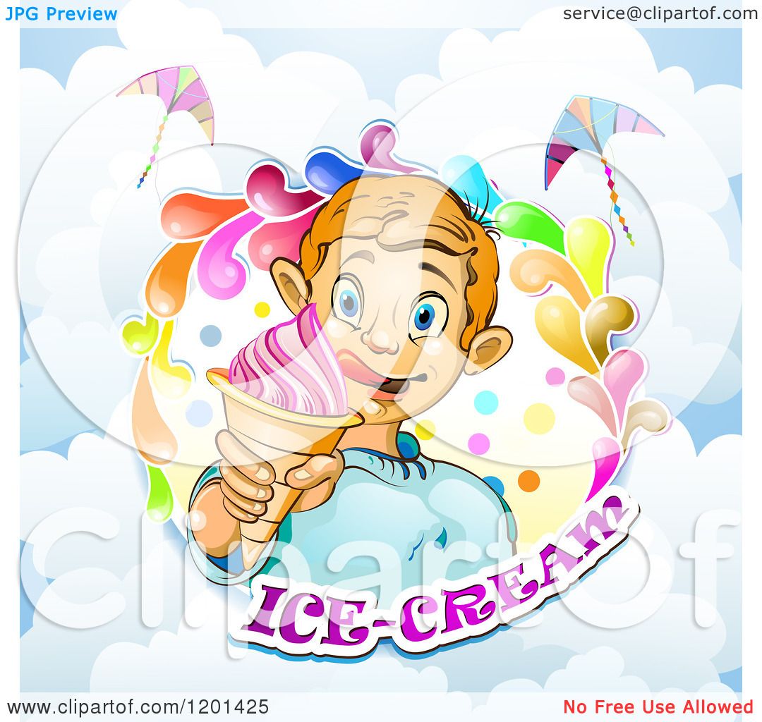 Download Clipart of a Blond Boy Licking His Lips and Holding an Ice ...