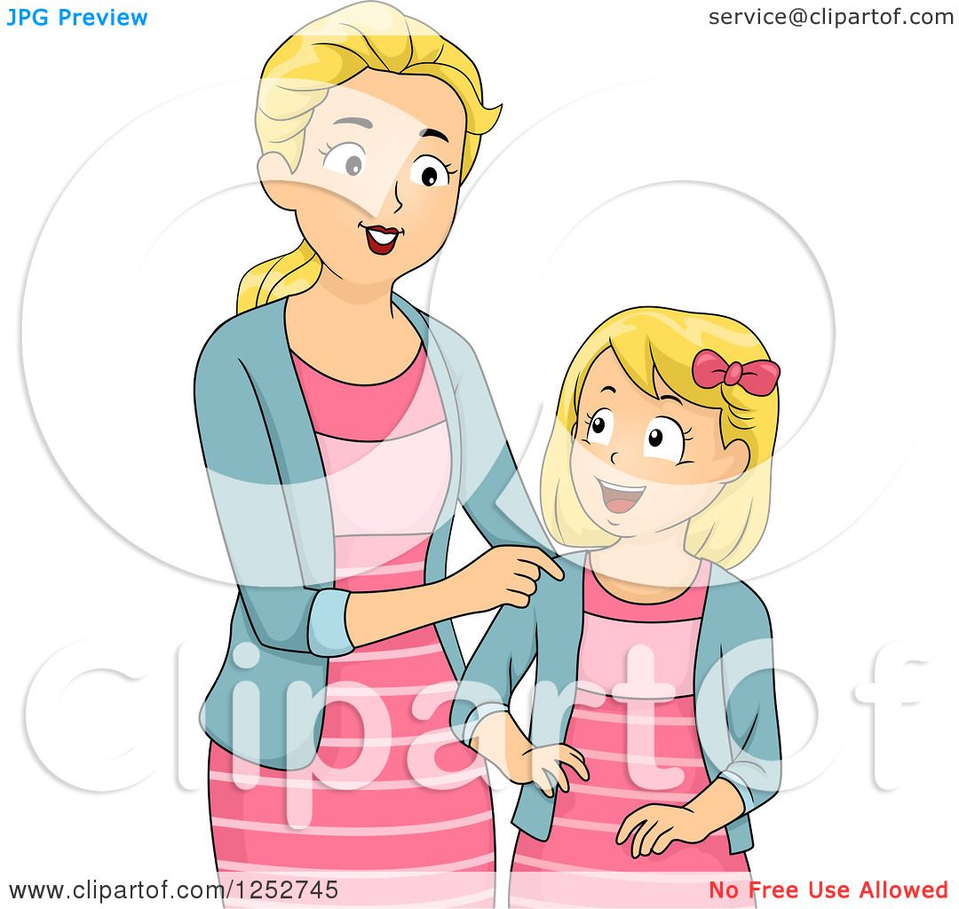 Download Clipart of a Blond Caucasian Mother and Daughter in ...