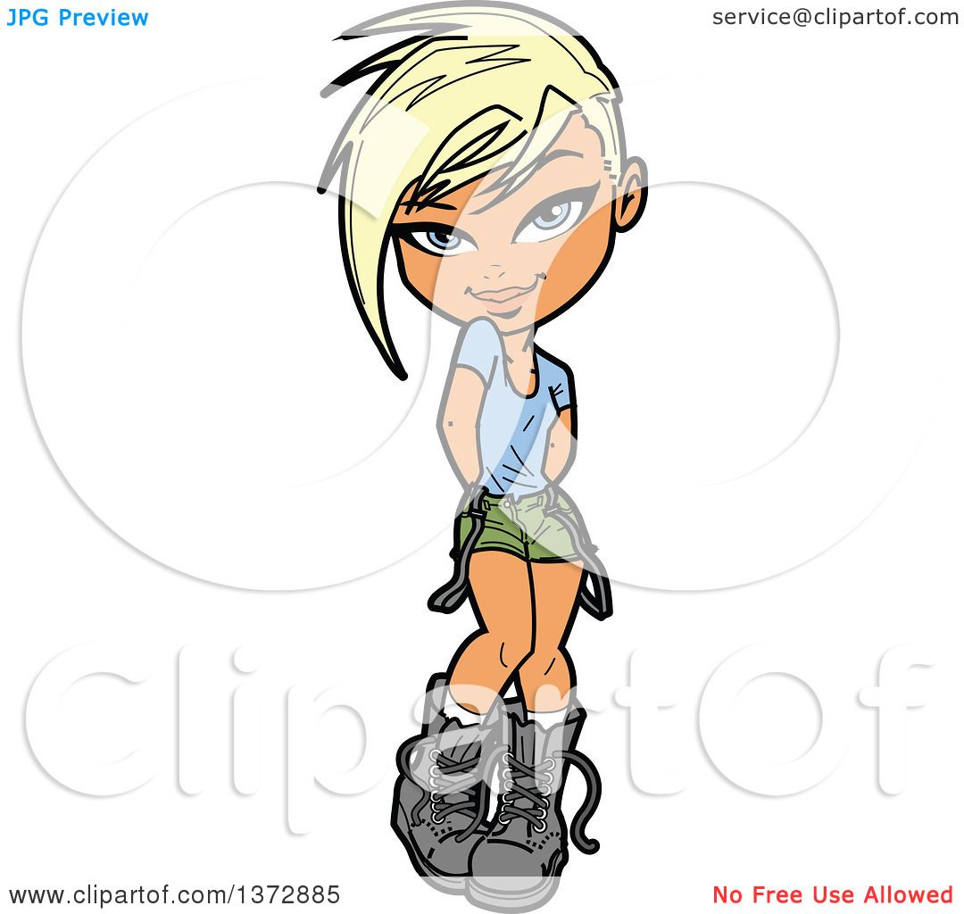 Royalty-Free (RF) Clipart Illustration of a Shy Blond 