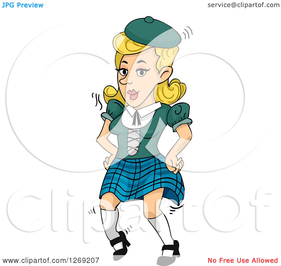 Clipart Of A Blond Woman Performing A Scottish Dance Royalty Free Vector Illustration By Bnp