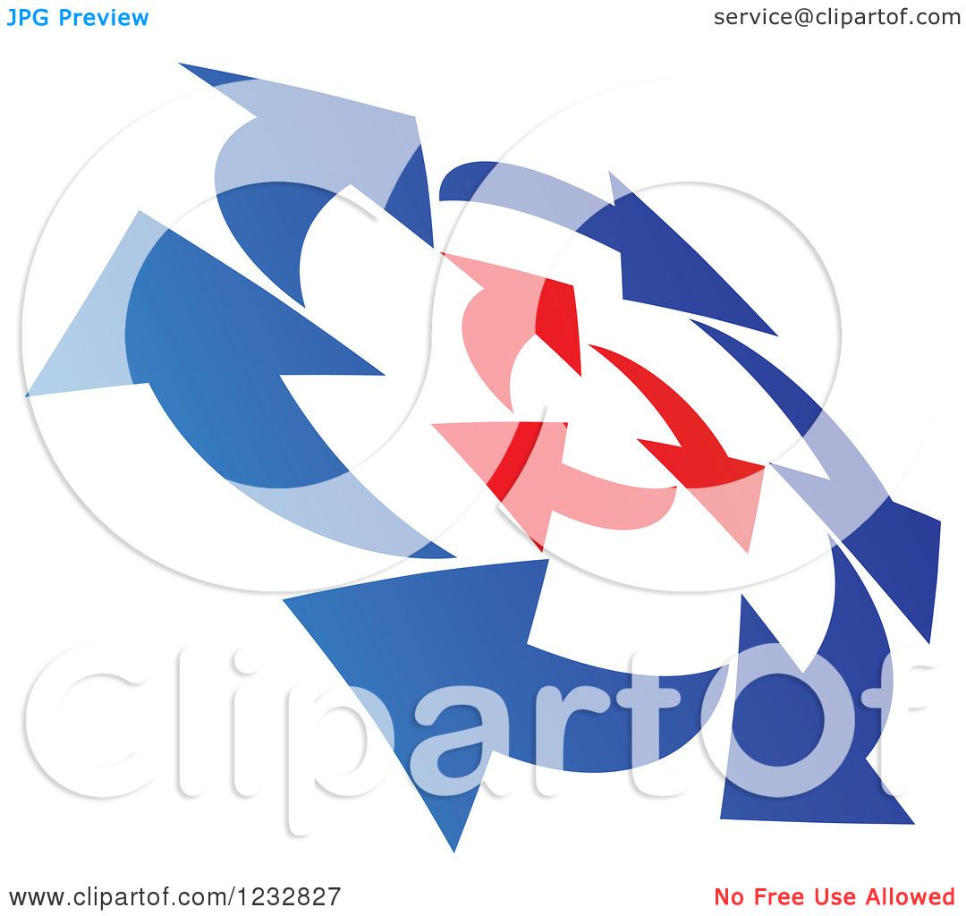 Clipart Of A Blue And Red Arrow Logo Royalty Free Vector Illustration