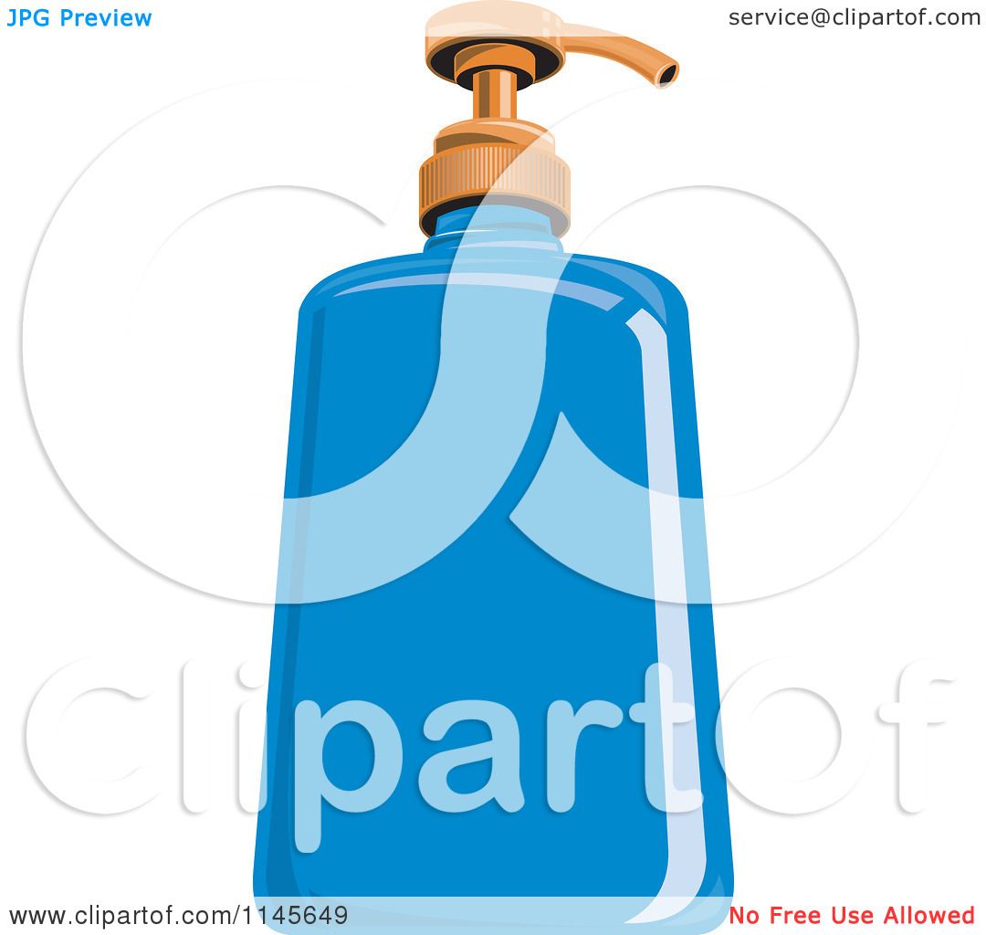 Clipart of a Blue Liquid Hand Soap Dispenser Bottle - Royalty Free