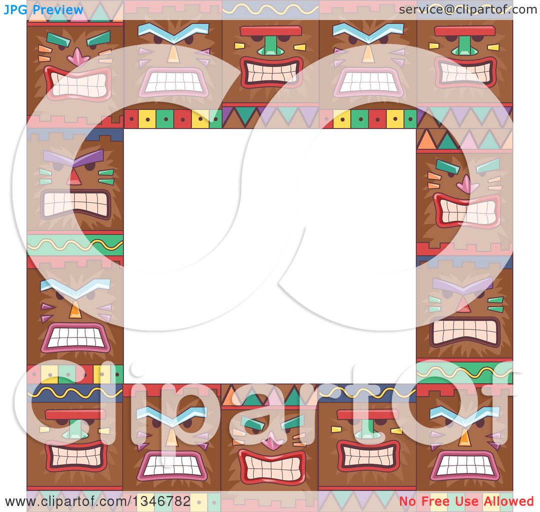Download Clipart of a Border of Tiki Mask Faces - Royalty Free ...