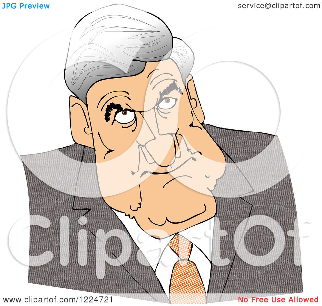 Clipart of a Caricature of Robert Mueller - Royalty Free Illustration
