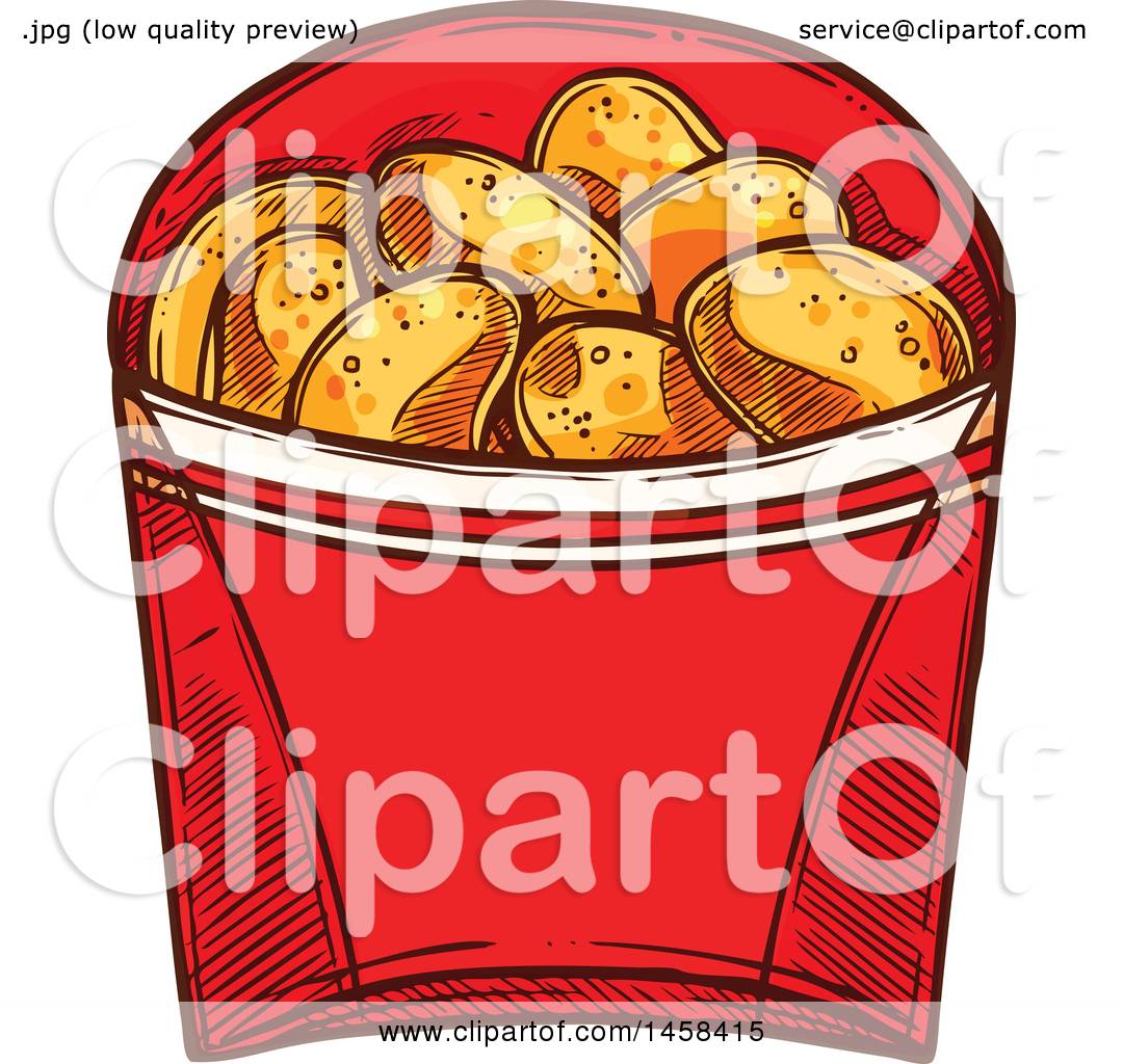 Clipart of a Carton of Potato Chips in Sketched Style - Royalty Free ...