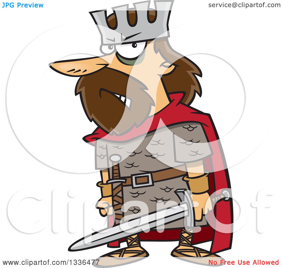 Clipart of a Cartoon Angry King, Macbeth, Holding a Sword - Royalty Free  Vector Illustration by toonaday #1336477
