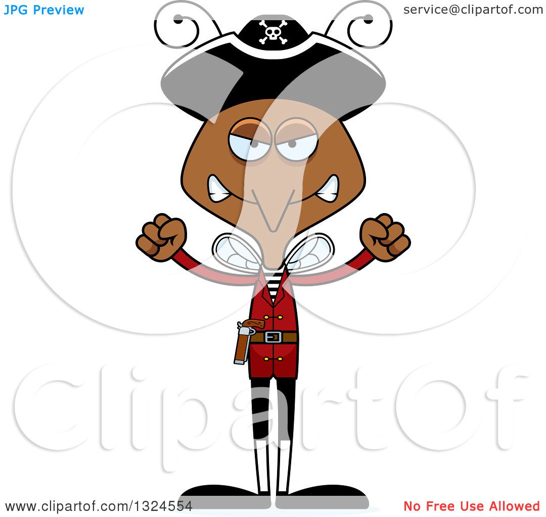 Clipart of a Cartoon Angry Mosquito Pirate - Royalty Free Vector  Illustration by Cory Thoman #1324554