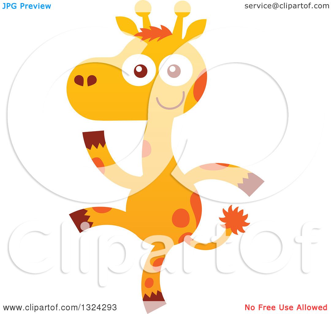 Download Clipart of a Cartoon Baby Giraffe Walking Upright ...