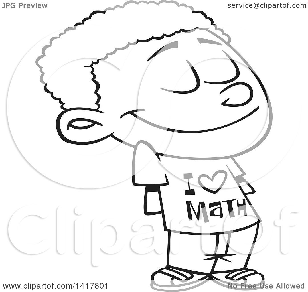 Clipart of a Cartoon Black and White African American School Boy Wearing an  I Love Math Shirt - Royalty Free Vector Illustration by toonaday #1417801