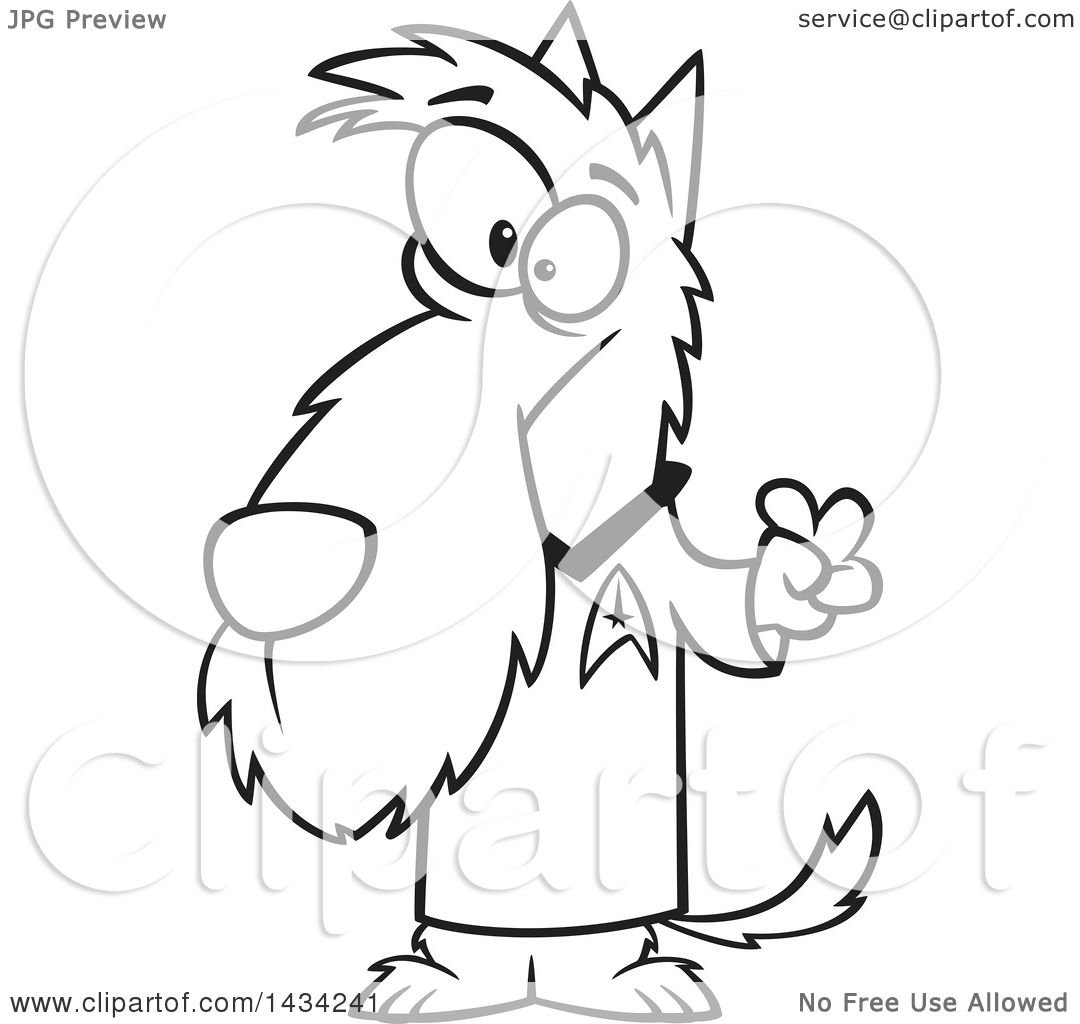 Clipart of a Cartoon Black and White Lineart Scottie Dog ...