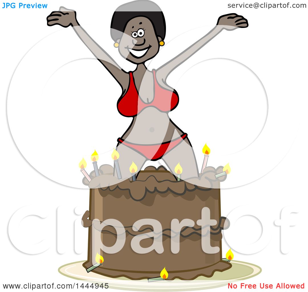 woman jumping out of cake clipart