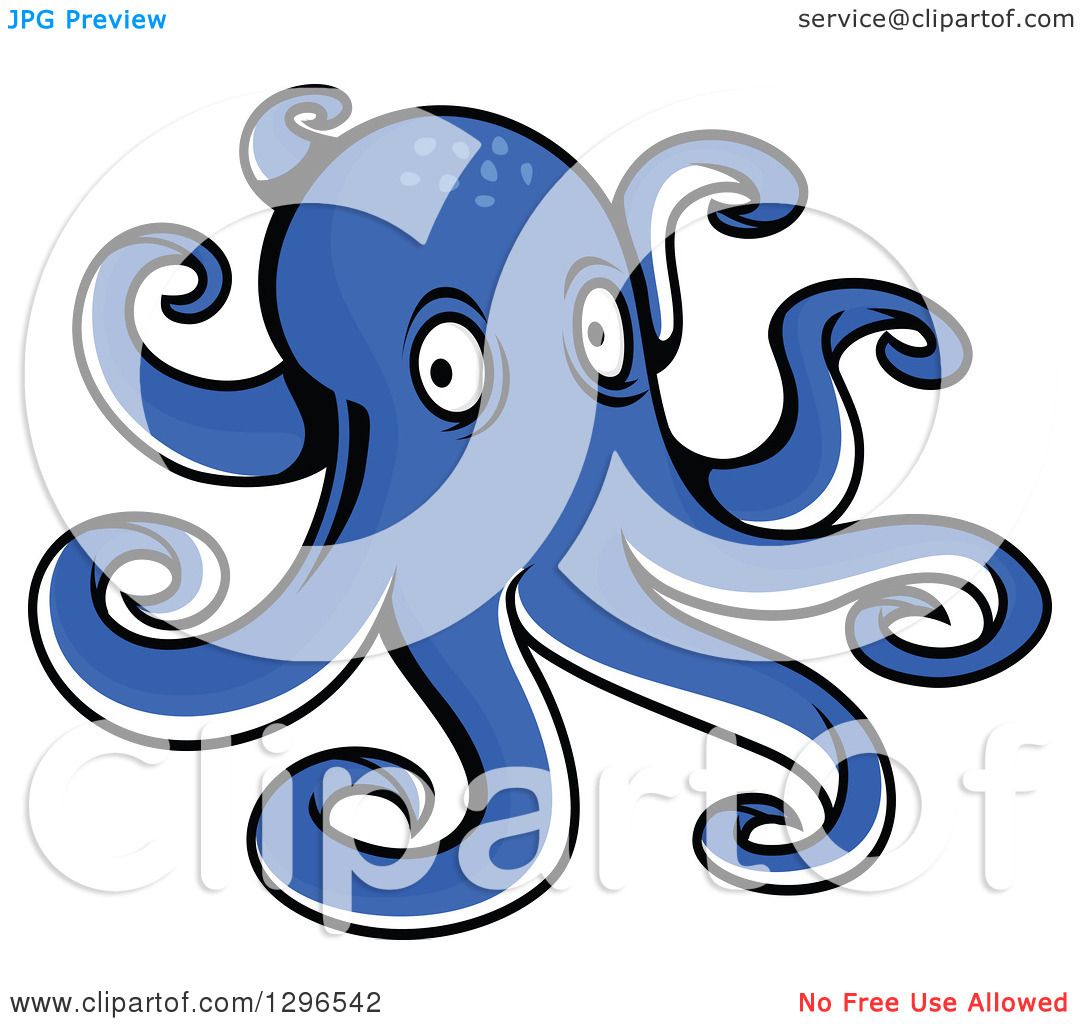 Clipart of a Cartoon Blue Octopus - Royalty Free Vector Illustration by  Vector Tradition SM #1296542