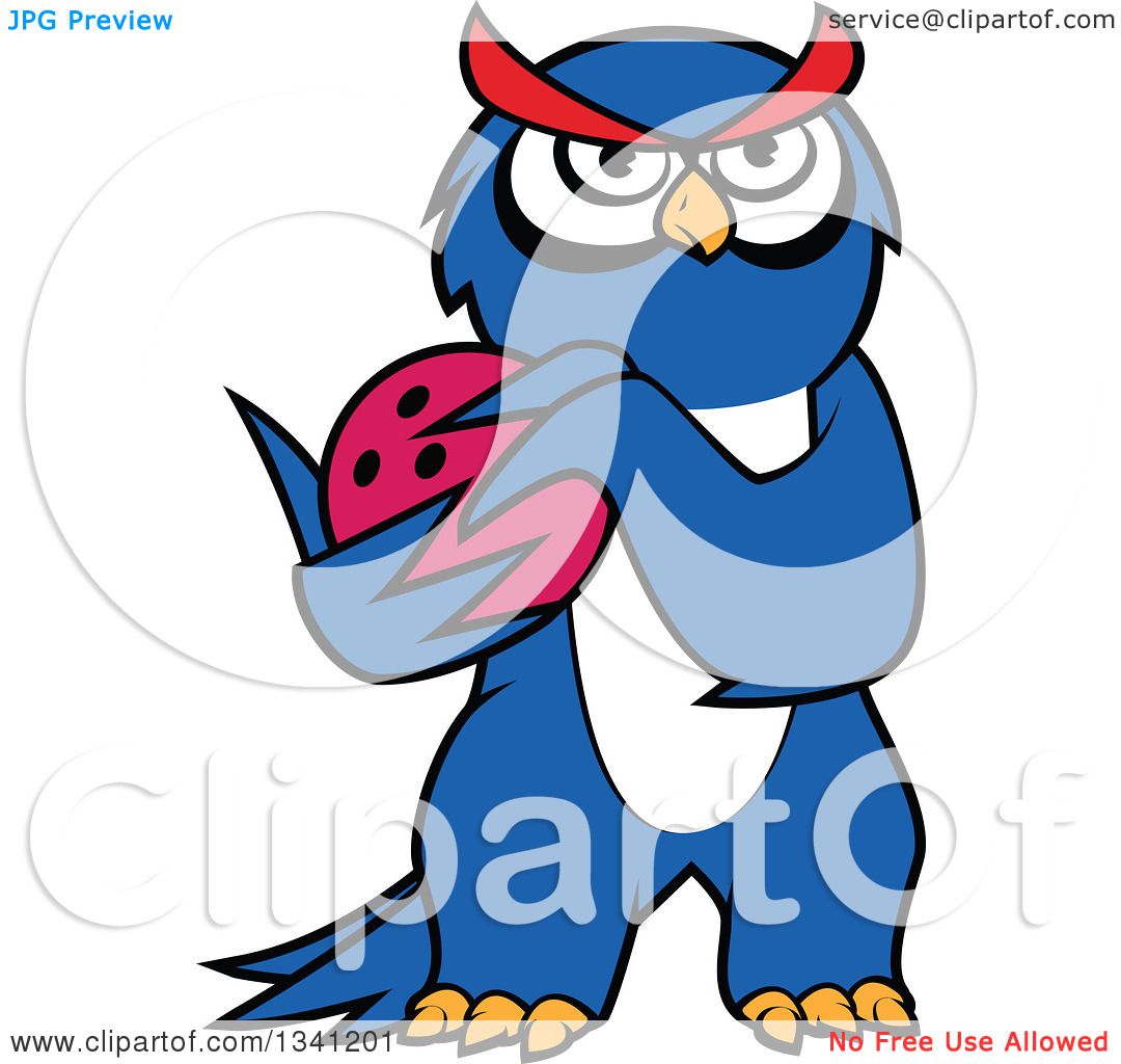 Clipart of a Cartoon Blue Owl Holding a Bowling Ball - Royalty Free Vector  Illustration by Vector Tradition SM #1341201