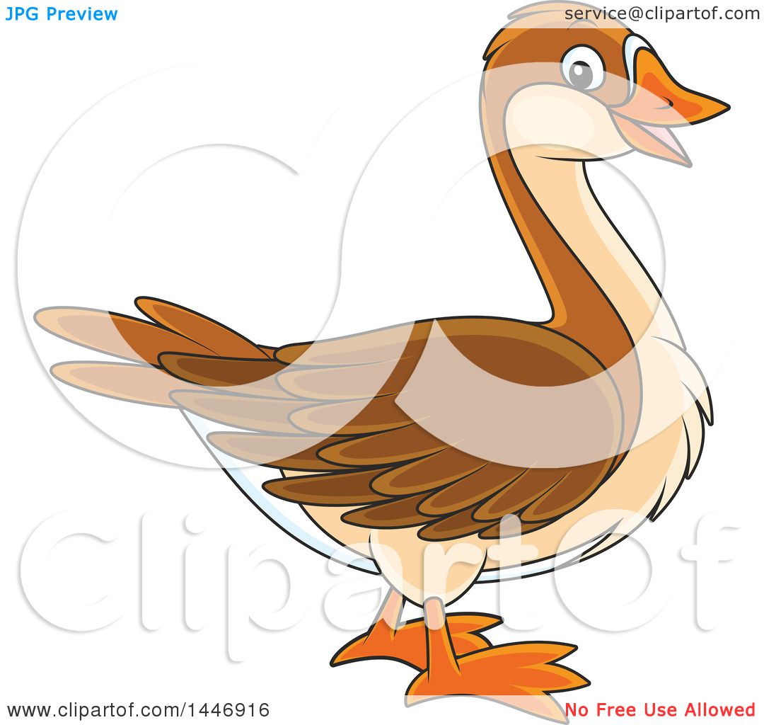 Clipart of a Cartoon Brown Goose - Royalty Free Vector Illustration by Alex  Bannykh #1446916