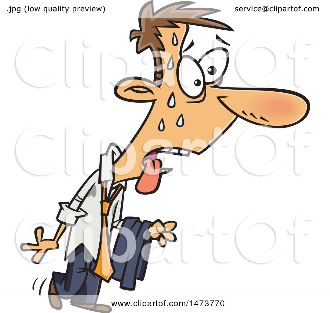 Clipart of a Cartoon Business Man Sweating on a Hot Day - Royalty Free  Vector Illustration by toonaday #1473770