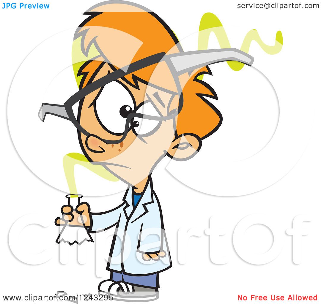 Clipart of a Cartoon Caucasian Boy Scientist with an Experiment Gone Bad -  Royalty Free Vector Illustration by toonaday #1243295