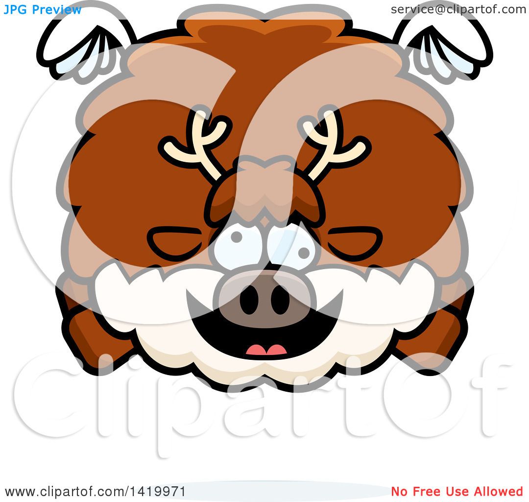Clipart of a Cartoon Chubby Crazy Reindeer Flying - Royalty Free Vector ...