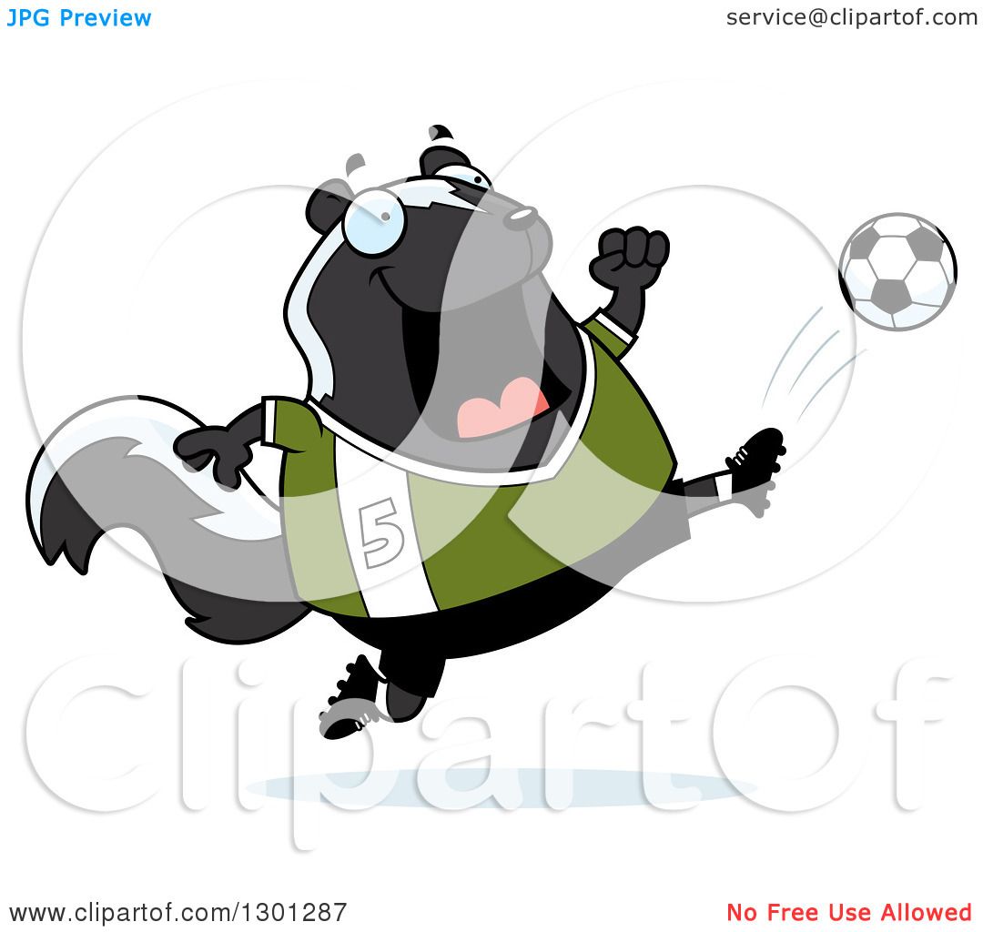 Clipart Of A Cartoon Chubby Skunk Kicking