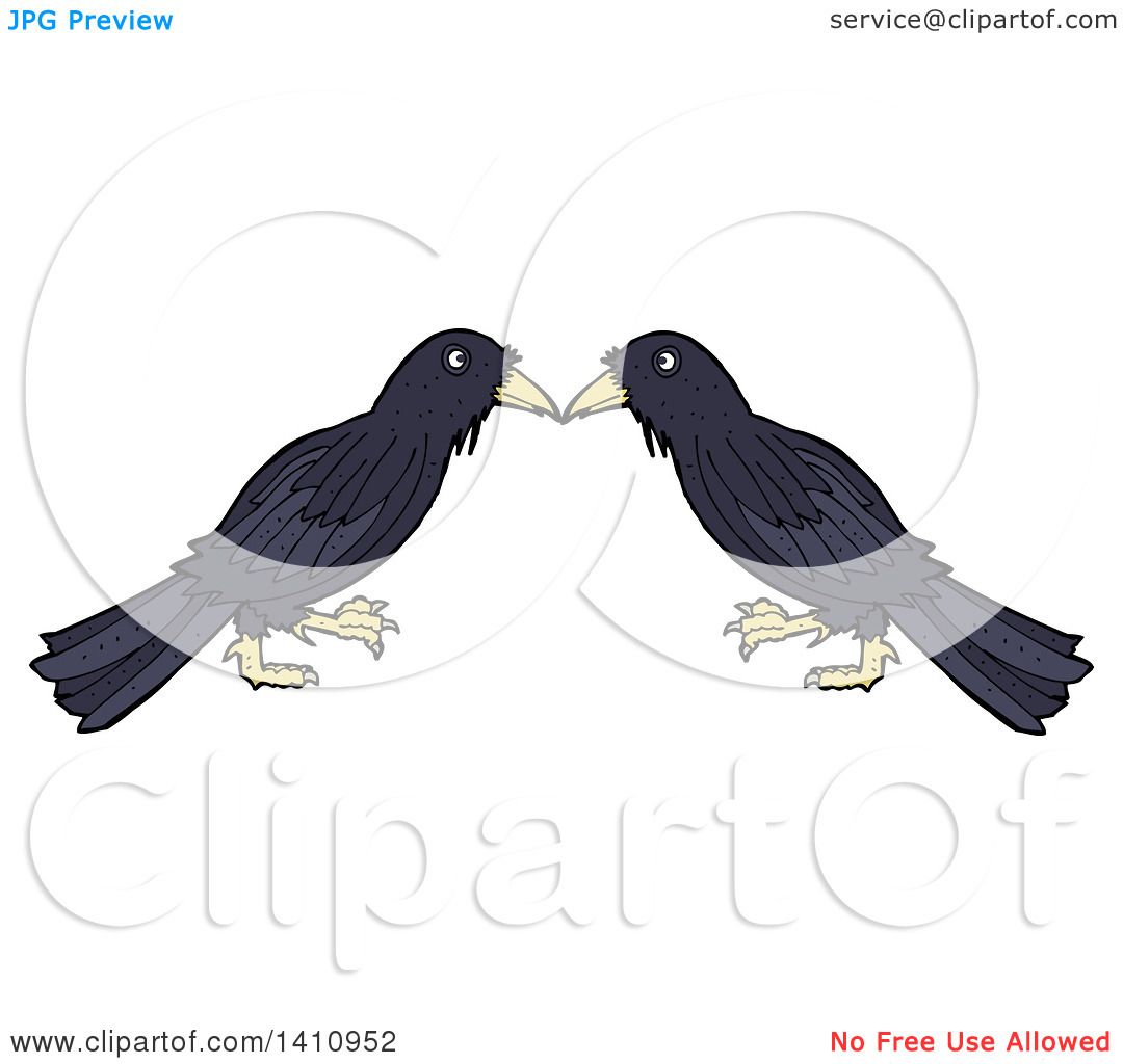 Clipart of a Cartoon Crow Bird Pair - Royalty Free Vector Illustration by  lineartestpilot #1410952