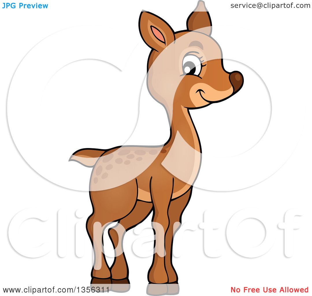 Clipart of a Cartoon Cute Baby Deer - Royalty Free Vector ...