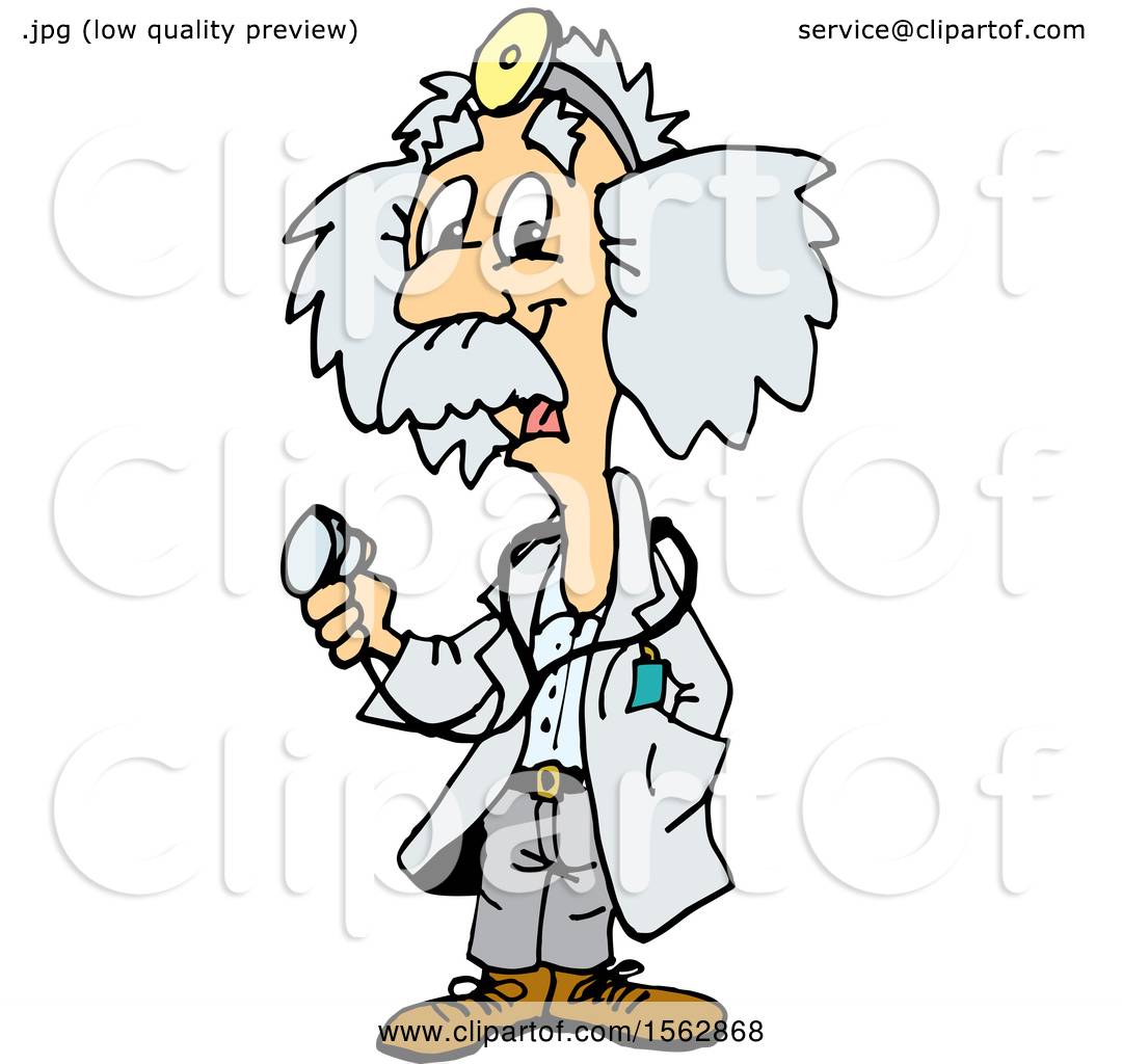 Clipart of a Cartoon Doctor Albert Einstein Holding a Stethoscope - Royalty  Free Vector Illustration by Dennis Holmes Designs #1562868