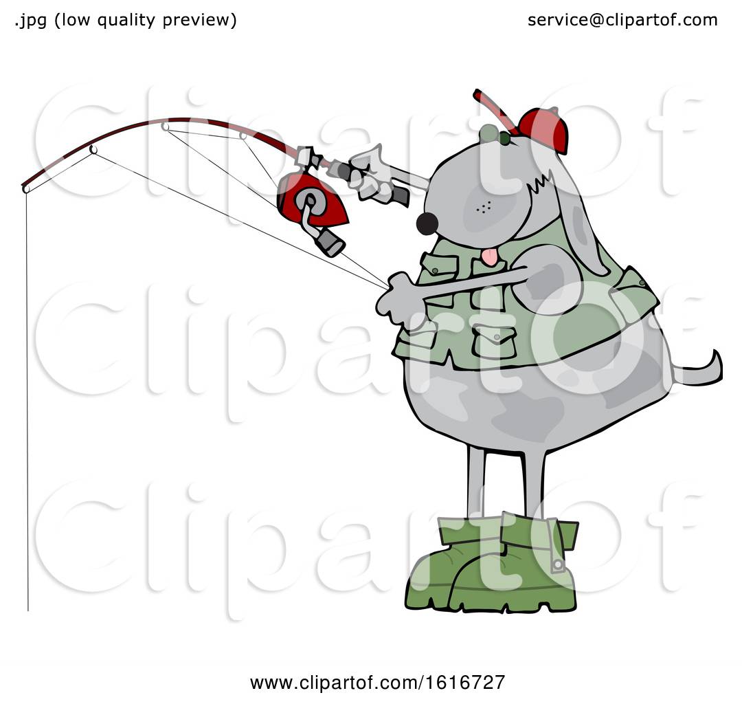 Clipart of a Cartoon Dog Fishing - Royalty Free Vector Illustration by  djart #1616727