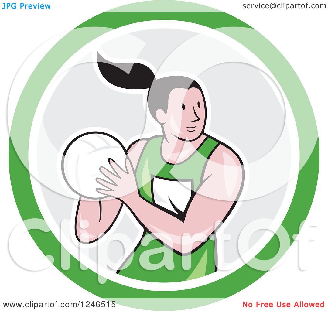 Clipart of a Cartoon Female Netball Player in a Circle - Royalty Free  Vector Illustration by patrimonio #1246515