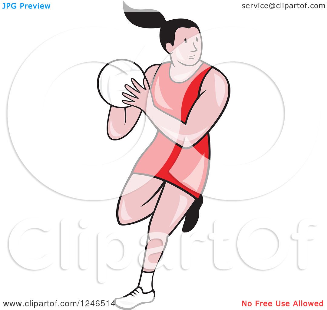 Clipart of a Cartoon Female Netball Player Jumping - Royalty Free Vector  Illustration by patrimonio #1246514
