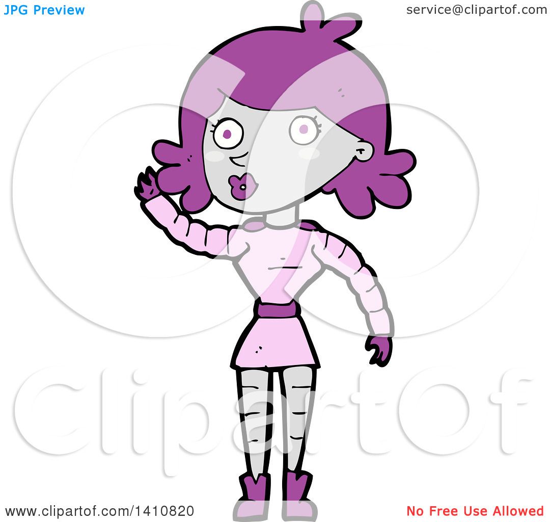 Clipart Of A Cartoon Female Robot Royalty Free Vector