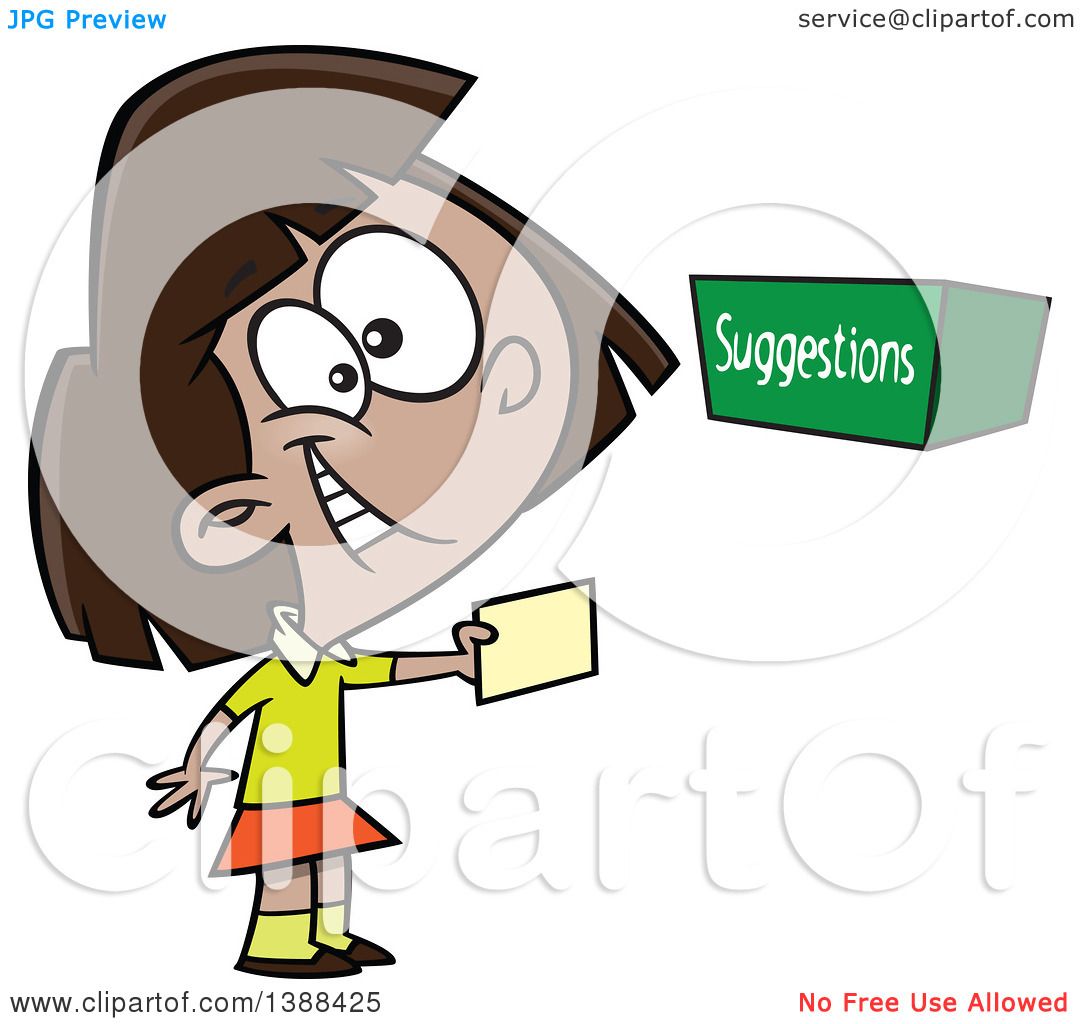 Clipart of a Cartoon Girl Putting a Note in a Suggestion Box - Royalty Free  Vector Illustration by toonaday #1388425