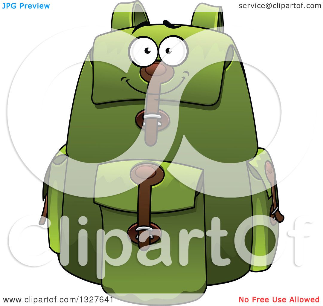 Download Clipart of a Cartoon Green Backpack Character - Royalty ...