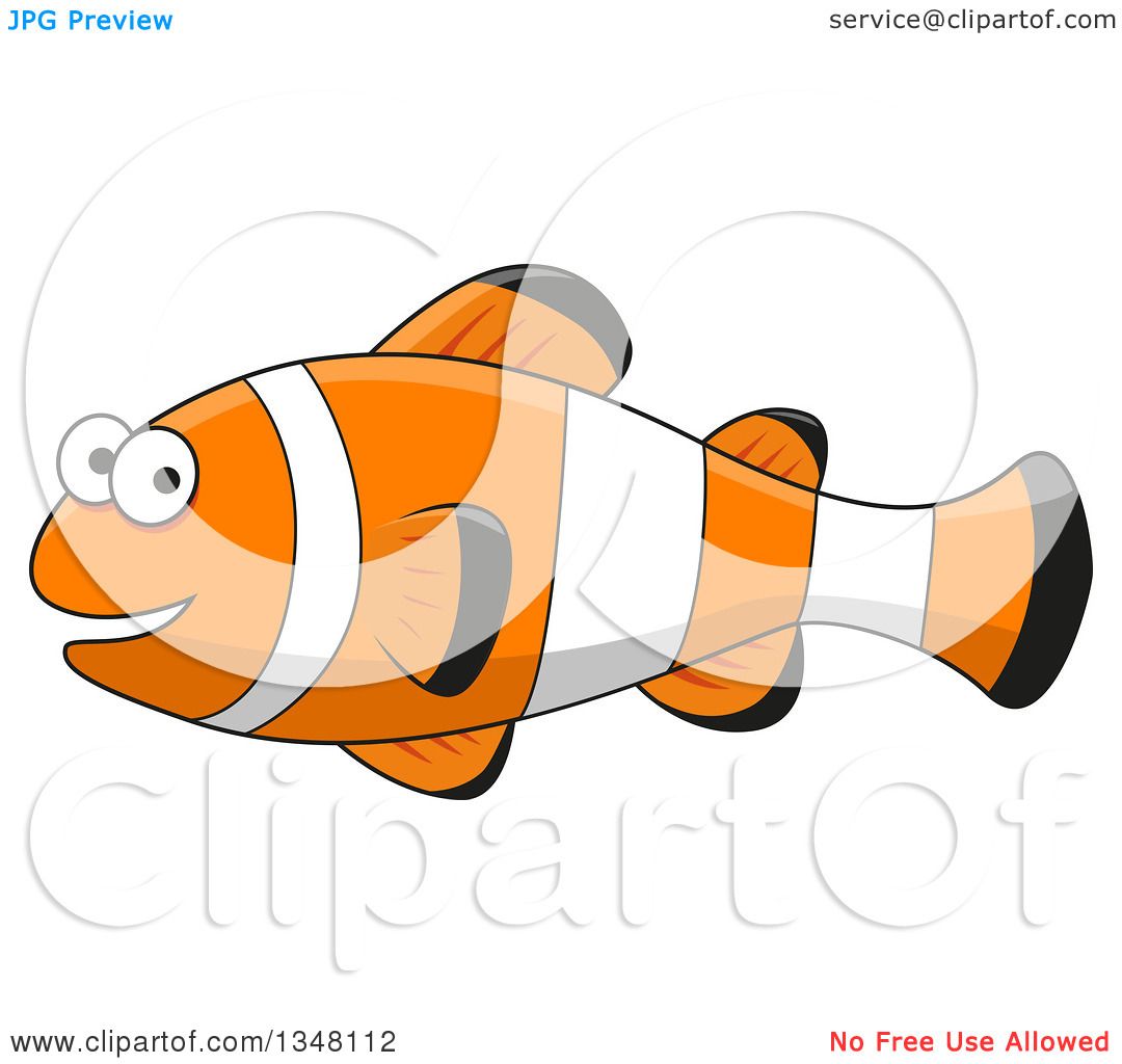 Clipart of a Cartoon Happy Clownfish - Royalty Free Vector