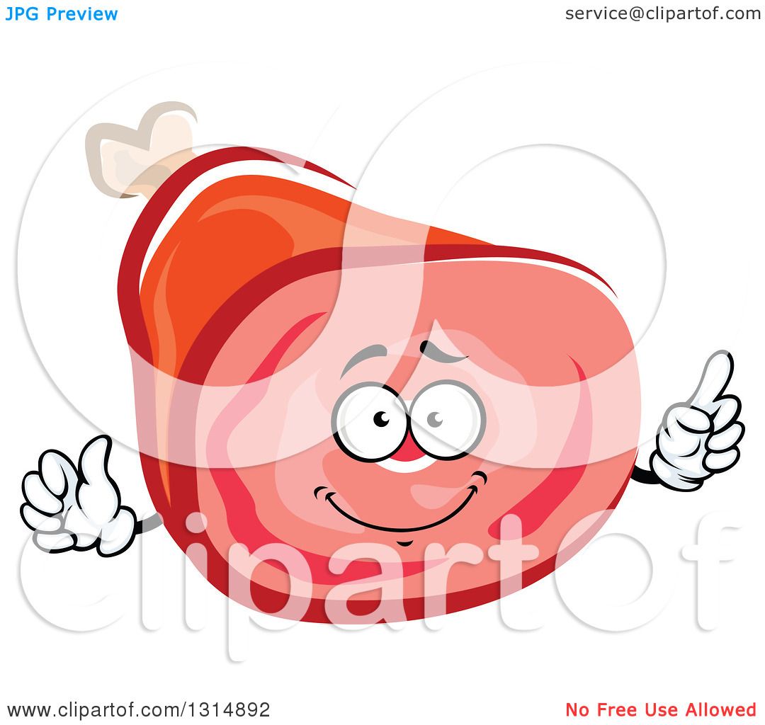 Clipart of a Cartoon Happy Ham Character Holding up a Finger - Royalty Free  Vector Illustration by Vector Tradition SM #1314892