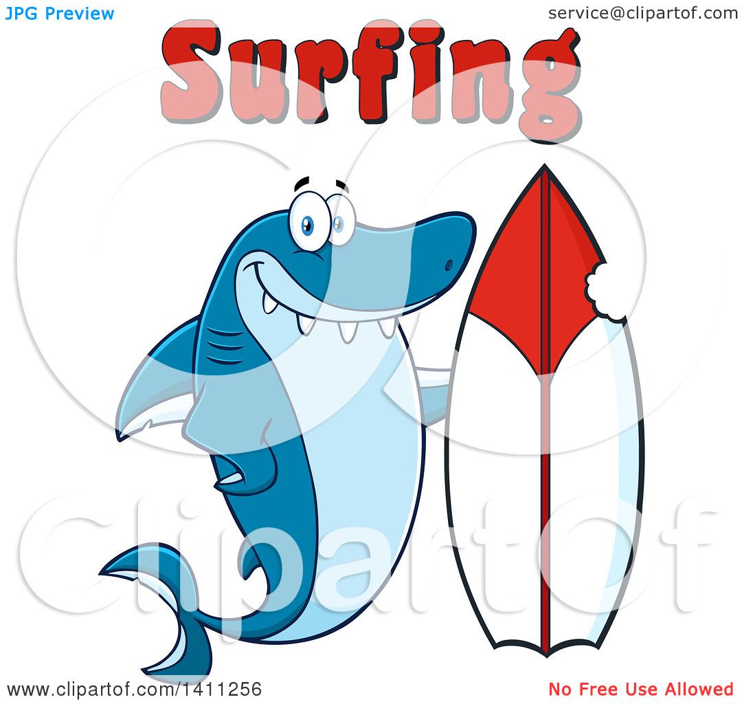 Clipart Of A Cartoon Happy Shark Mascot Character With A Bite