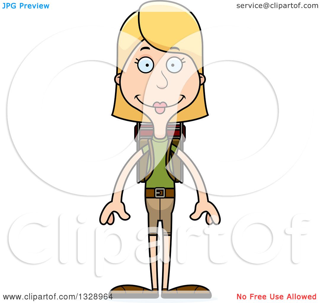 Clipart of a Cartoon Happy Tall Skinny White Woman Hiker - Royalty Free Vector ...1080 x 1024