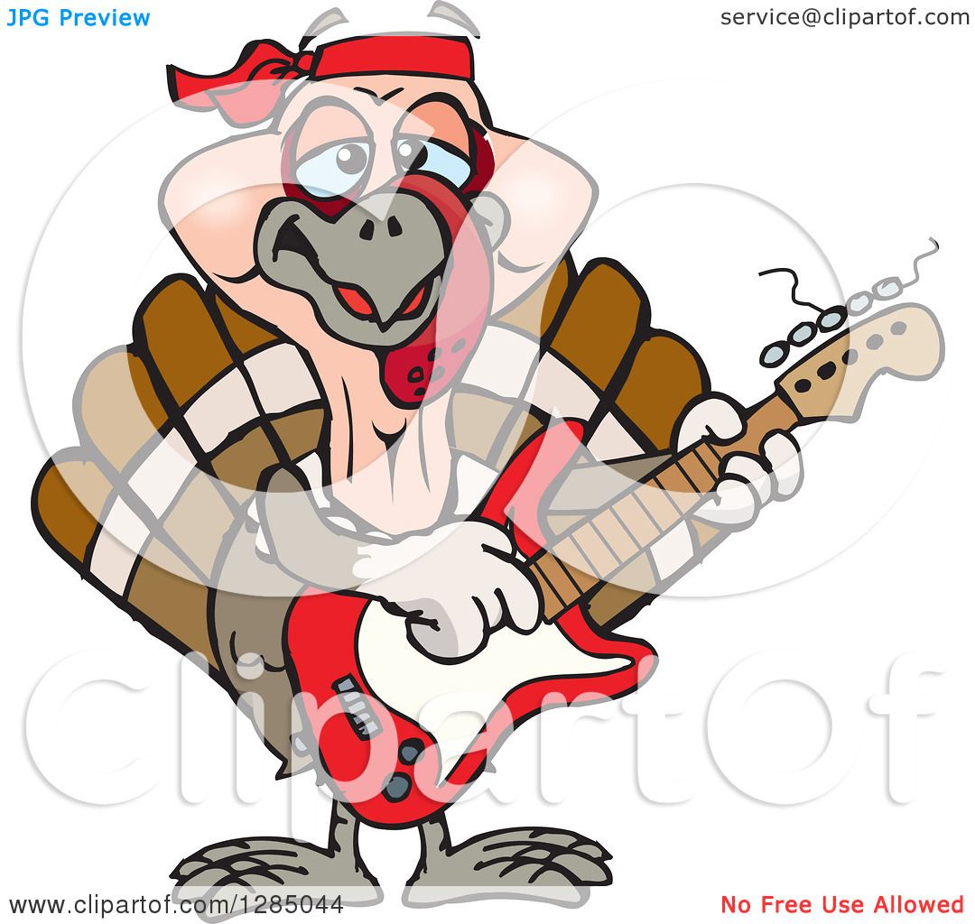 Clipart of a Cartoon Happy Turkey Bird Playing an Electric Guitar - Royalty  Free Vector Illustration by Dennis Holmes Designs #1285044