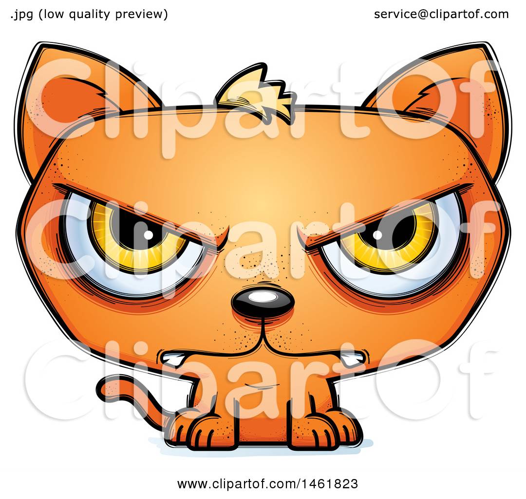 Clipart of a Cartoon Mad  Evil Orange  Cat  Royalty Free 