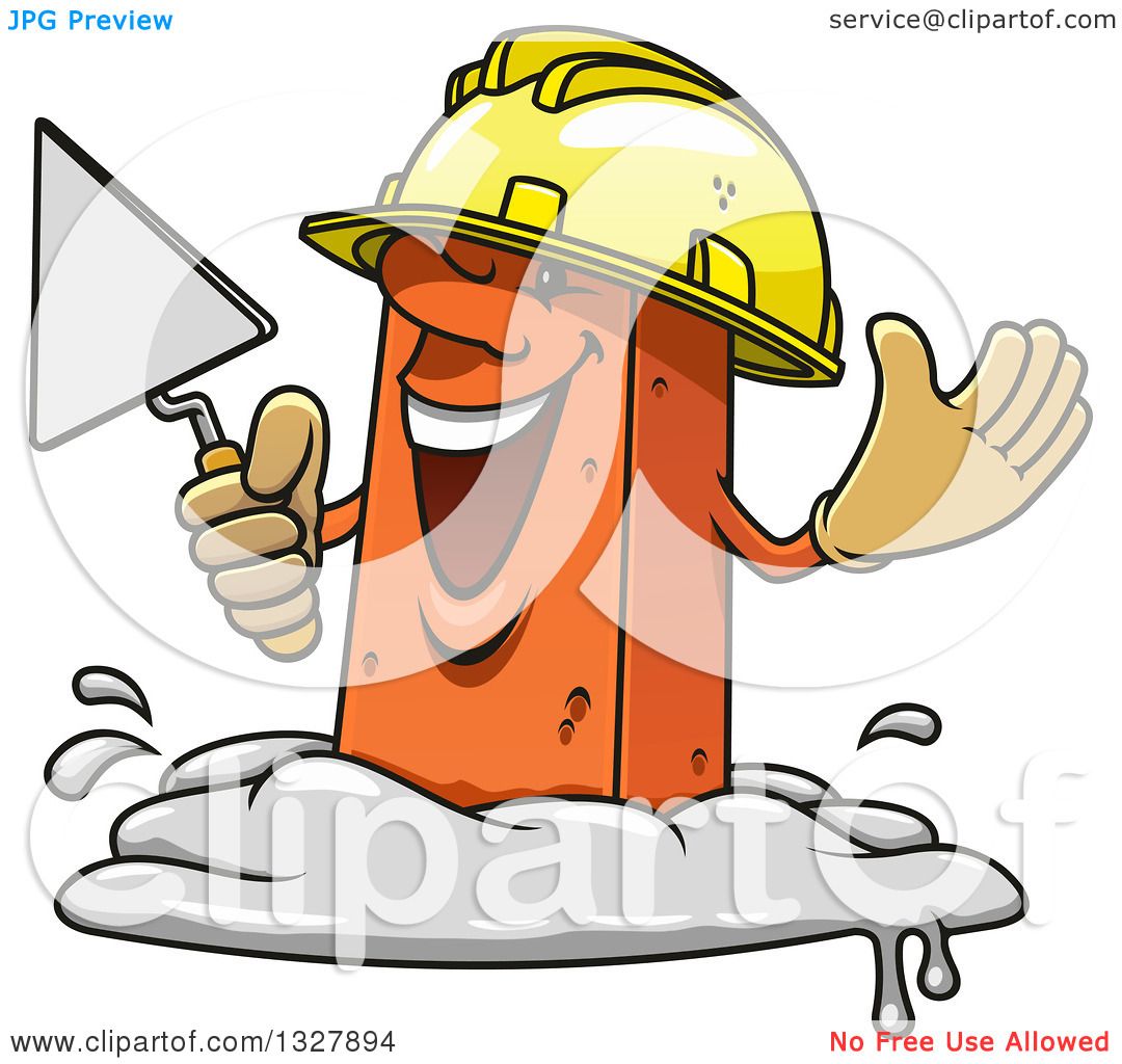 Clipart of a Cartoon Mason Brick Character Holding a Trowel - Royalty Free  Vector Illustration by Vector Tradition SM #1327894
