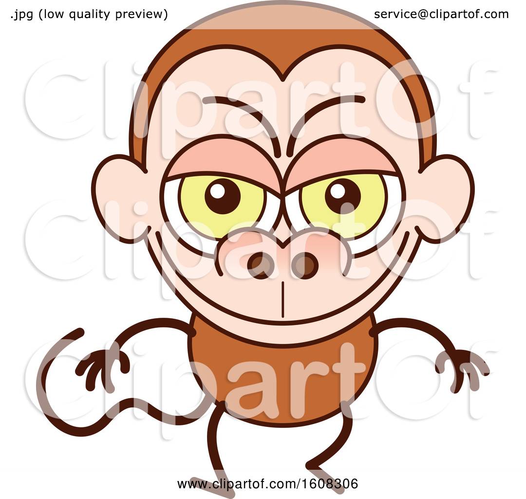 Clipart of a Cartoon Naughty Monkey - Royalty Free Vector Illustration by  Zooco #1608306