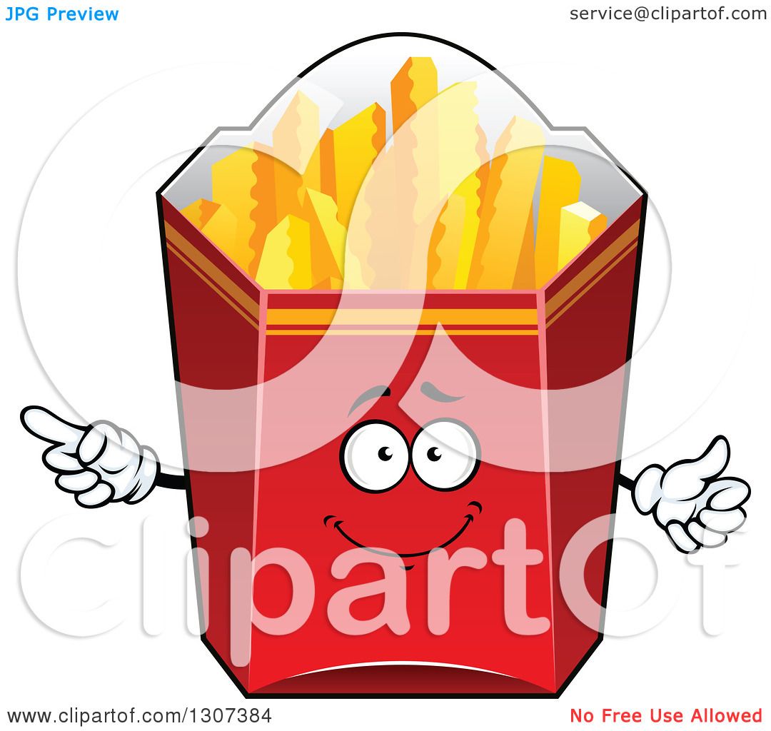 Clipart of a Cartoon Red Box of Crinkle French Fries Character ...